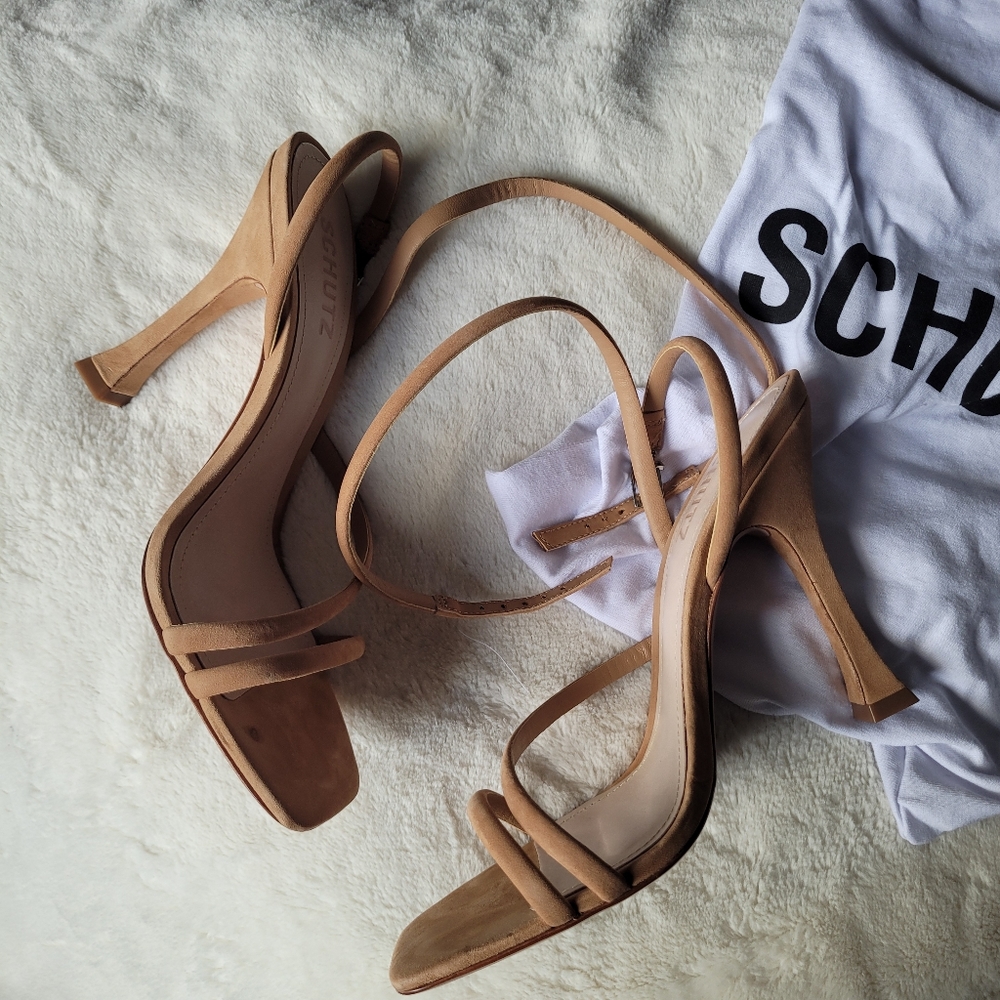 Polaina Honey Beige Suede Leather Ankle Strap Heels